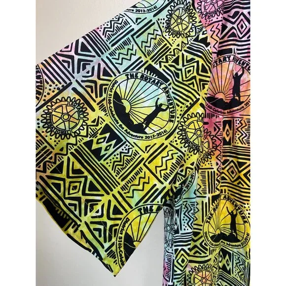 Wet Dog Mens Short Sleeve Hawaiian Shirt 2X‎ Colorful Geometric Tribal Design - Picture 9 of 13